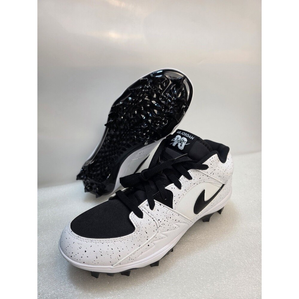 New Size 10.5 Air Jordan Stadium 90 TD Cleat 'White Black' HQ0210 100 Football